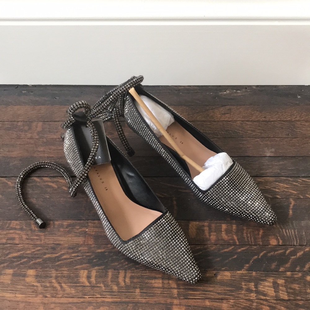 NWT Zara Rhinestone kitten heels
